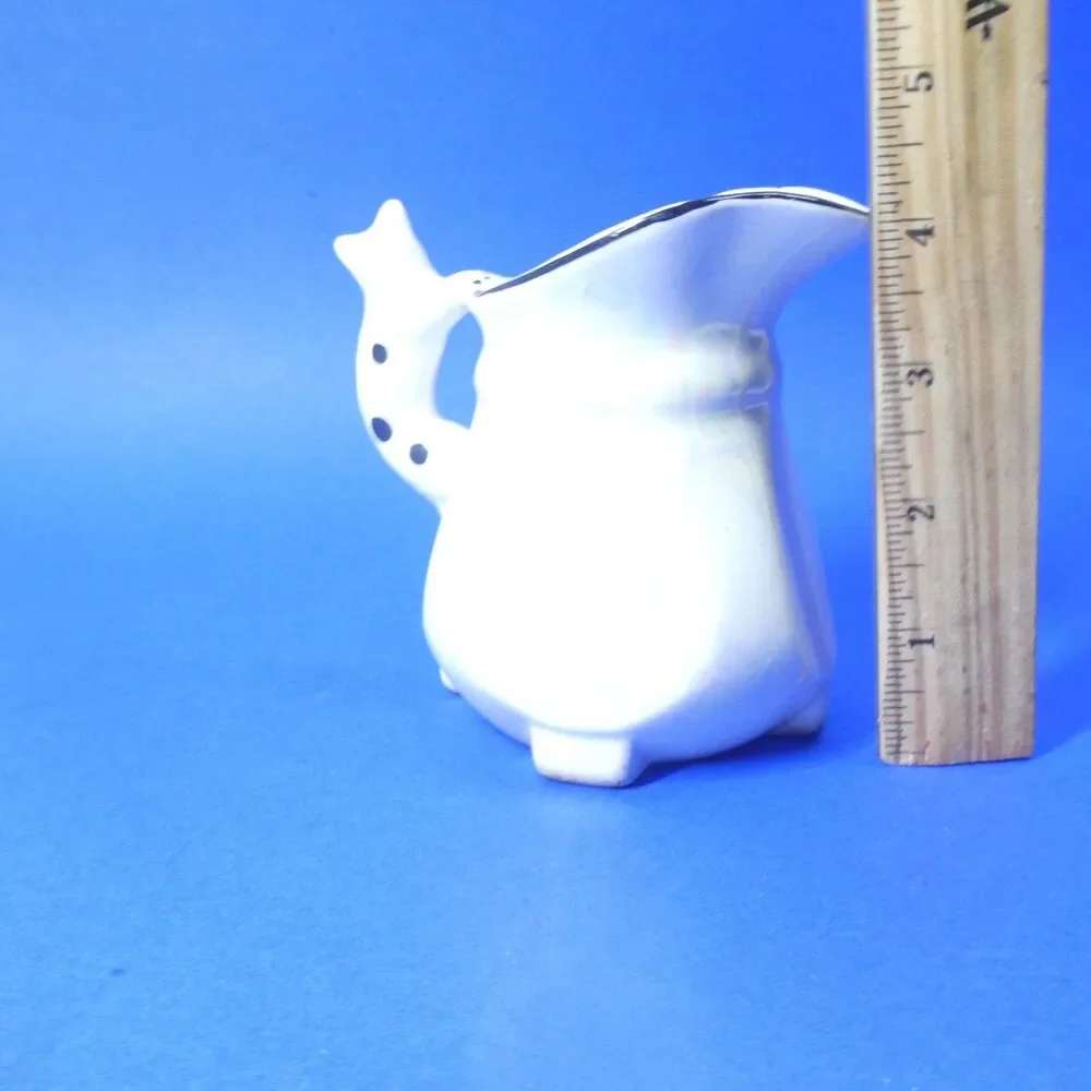 Cat Handle Creamer Vintage Cream Pitcher Porcelain Czechoslovakia